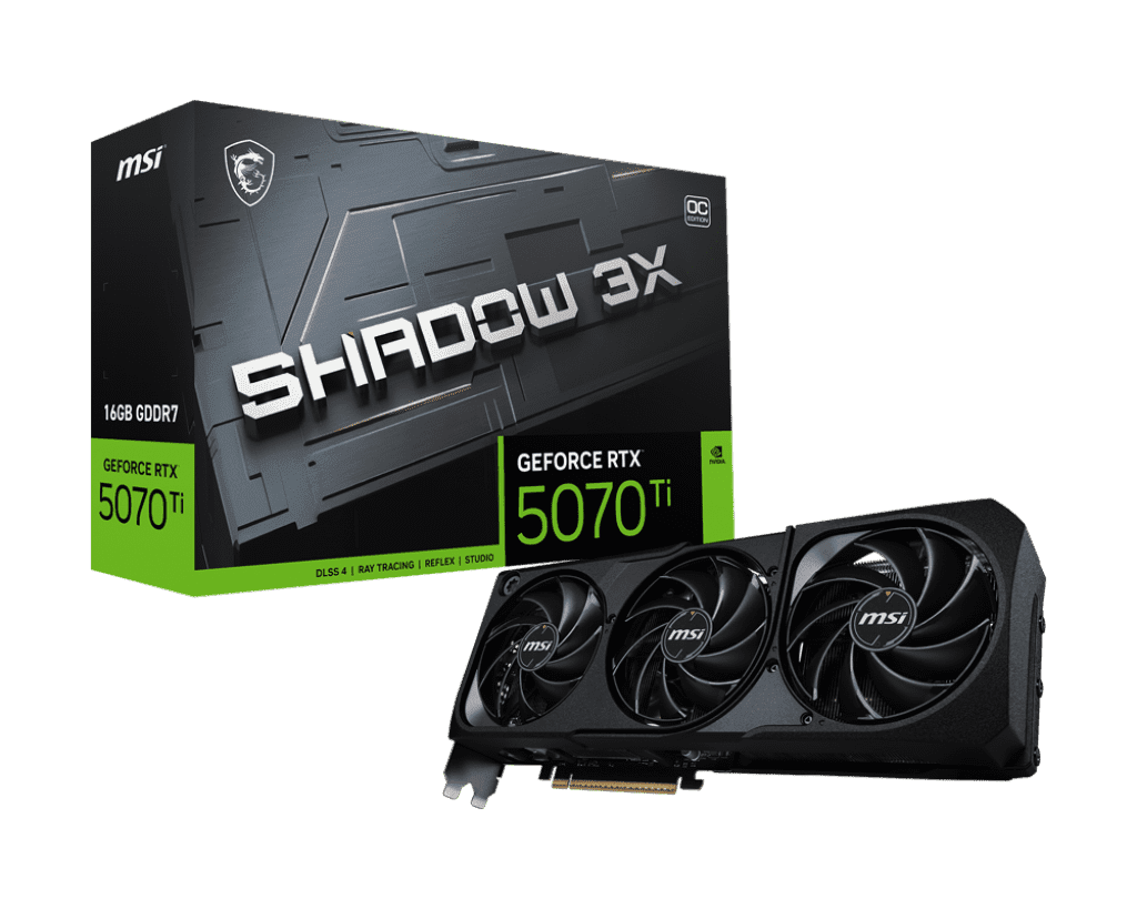 [GPU] MSI GeForce RTX 5070 Ti 16G SHADOW 3X OC Graphics Card, 16GB GDDR7, DPx3, HDMIx1, DLSS 4 $839.99