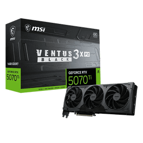MSI GeForce RTX 5070 Ti 16G VENTUS 3X PZ OC BLACK Graphics Card, 16GB GDDR7, DPx3, HDMIx1, DLSS 4, Zero-Trace Power Path