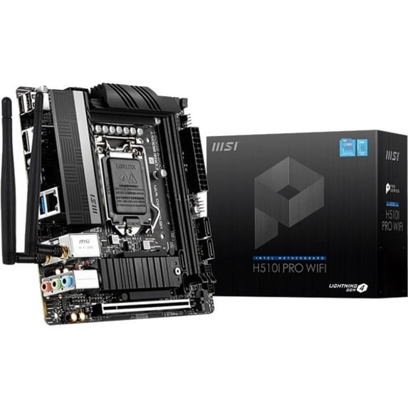 MSI H510I PRO WIFI Desktop Motherboard, Intel Chipset, Socket LGA-1200, Mini ITX