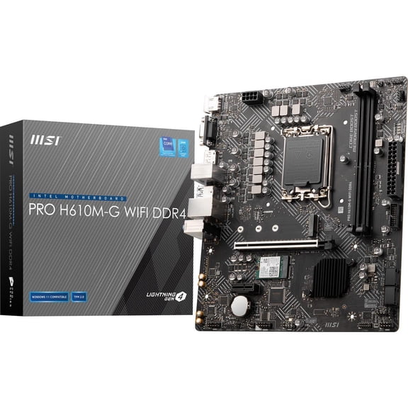 MSI H610M-G DDR4 Gaming Desktop Motherboard - Intel H610 Chipset - Socket LGA-1700 - Pentium Gold, Celeron, Core Processor Supported - 64 GB DDR4 SDRAM Maximum RAM - DIMM - 2 x Memory Slots - Gigab...
