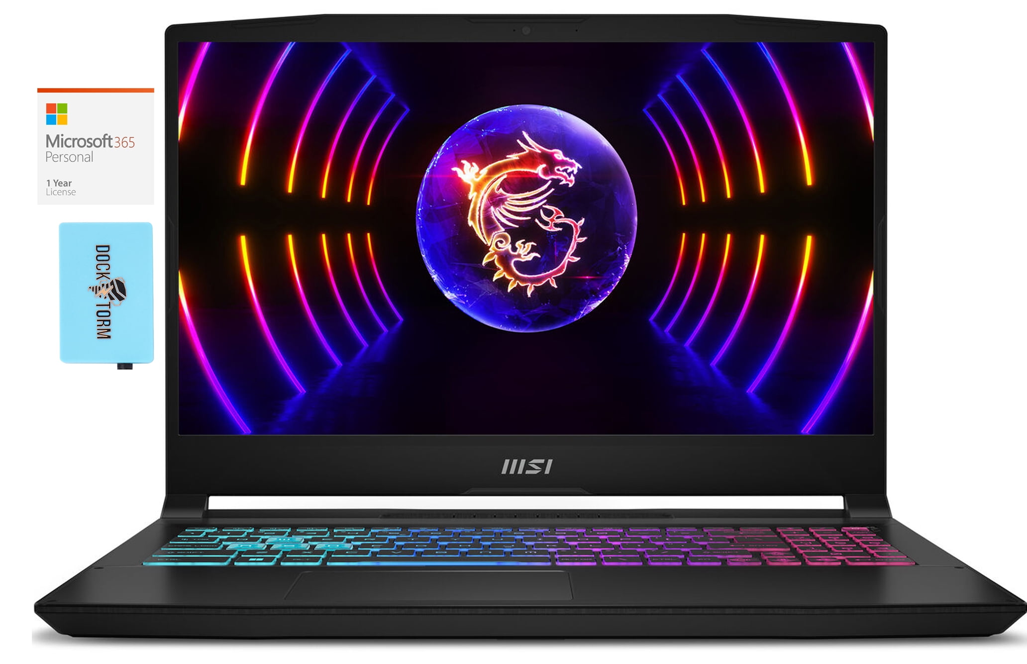 MSI Katana 15 B12VGK-082US Gaming/Entertainment Laptop (Intel i7-12650H 10-Core, 15.6in 144Hz Full HD (1920x1080), Win 11 Pro) with Microsoft 365 Personal , Dockztorm Hub