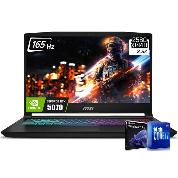 MSI Katana 15 HX Gaming Laptop, 15.6" 2560 x 1440 QHD 165Hz IPS Display, Intel 16-Core i7-14650HX, NVIDIA GeForce RTX 5070 8GB GDDR7, RGB Backlit KB, Win11 Pro(32GB DDR5 / 1TB SSD)