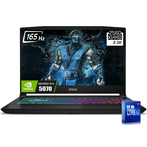 MSI Katana 15 HX Gaming Laptop, 15.6" 2560 x 1440 QHD 165Hz IPS Display, Intel 16-Core i7-14650HX, NVIDIA GeForce RTX 5070 8GB GDDR7, RGB Backlit KB, Win11 Home(16GB DDR5 / 2TB SSD)