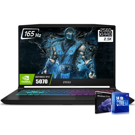 MSI Katana 15 HX Gaming Laptop, 15.6" 2560 x 1440 QHD 165Hz IPS Display, Intel 16-Core i7-14650HX, NVIDIA GeForce RTX 5070 8GB GDDR7, RGB Backlit KB, Win11 Pro(32GB DDR5 | 2TB SSD)