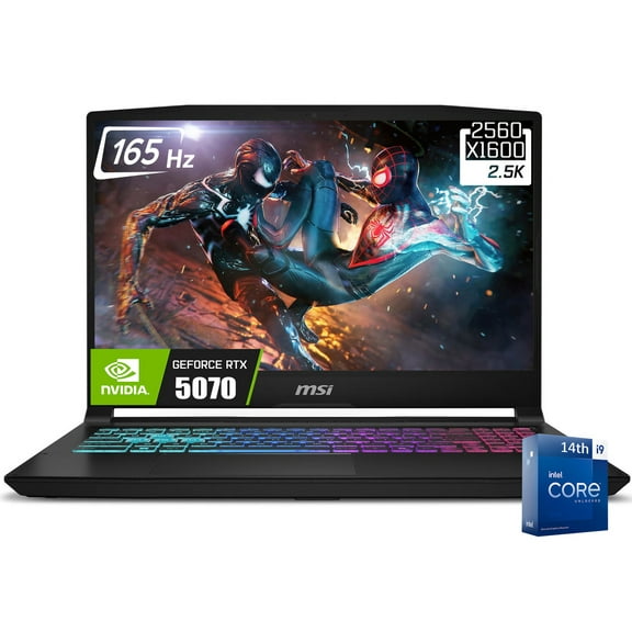 MSI Katana 15 HX Gaming Laptop, 15.6" 2560 x 1600 QHD+ 165Hz IPS Display, Intel 24-Core i9-14900HX, NVIDIA GeForce RTX 5070 8GB GDDR7, RGB Backlit KB, Win11 Home(32GB DDR5 | 2TB SSD)