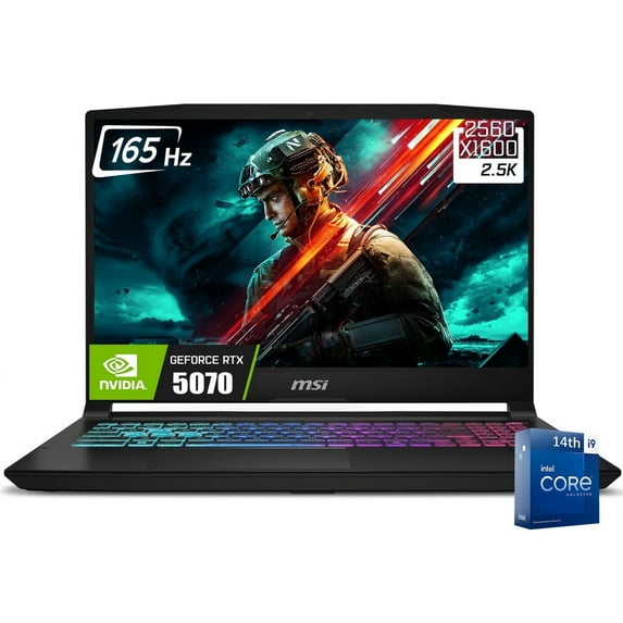 MSI Katana 15 HX Gaming Laptop, 15.6" 2560 x 1600 QHD+ 165Hz IPS Display, Intel 24-Core i9-14900HX, NVIDIA GeForce RTX 5070 8GB GDDR7, RGB Backlit KB, Win11 Home(64GB DDR5 - 4TB SSD)