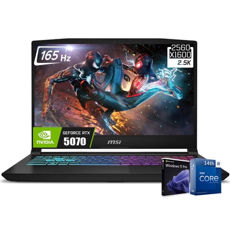 MSI Katana 15 HX Gaming Laptop, 15.6" 2560 x 1600 QHD+ 165Hz IPS Display, Intel 24-Core i9-14900HX, NVIDIA GeForce RTX 5070 8GB GDDR7, RGB Backlit KB, Win11 Pro(64GB DDR5 | 2TB SSD)