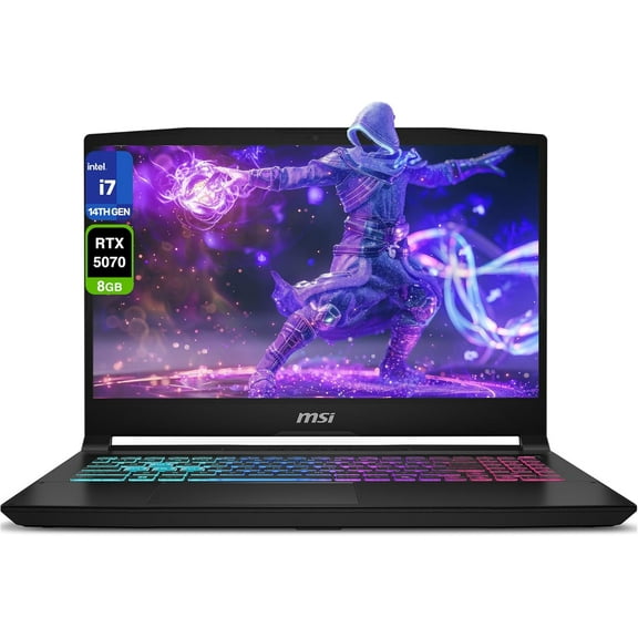 MSI Katana 15 HX Gaming Laptop, Intel i7-14650HX, 32 GB DDR5 RAM, 2 TB PCIe SSD, 15.6" QHD (2560x1440) 165Hz Display, Nvidia G-Force RTX 5070, 4-Zone RGB Keyboard, W11 Home, Black