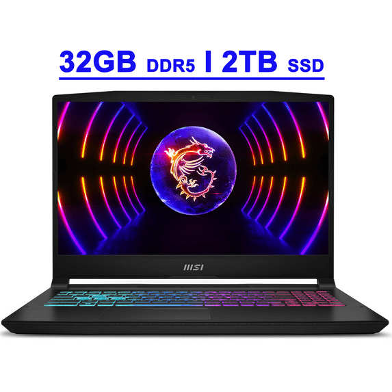 MSI Katana 15 Premium Gaming Laptop 15.6" FHD IPS 144Hz Intel 10-Core i7-12650H Processor 32GB DDR5 2TB SSD GeForce RTX 4060 8GB Graphic Backlit USB-C Nahimic Win11 Black
