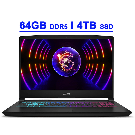 MSI Katana A15 Premium Gaming Laptop 15.6" FHD IPS 144Hz Intel 10-Core i7-13620H 64GB DDR5 4TB SSD GeForce RTX 4060 8GB RGB Backlit USB-C Nahimic Win11
