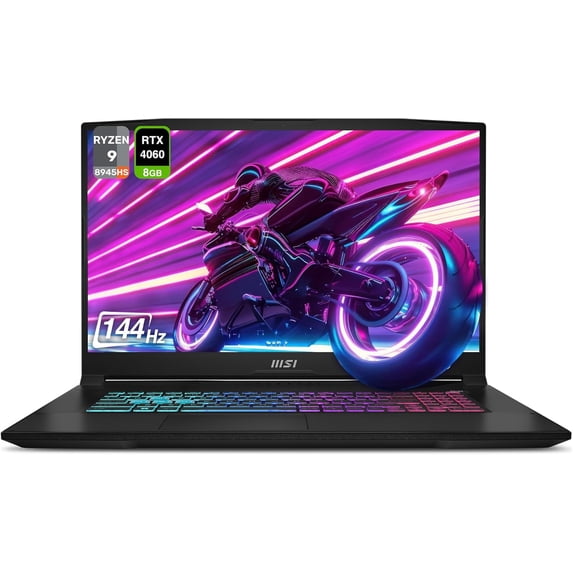 MSI Katana A17 AI Gaming Laptop, AMD Ryzen 9 8945HS, 32 GB DDR5 RAM, 1 TB PCIe SSD, 17.3" FHD (1920x1080) Display, Nvidia G-Force RTX 4060, W11 Home, Backlit Keyboard, Black