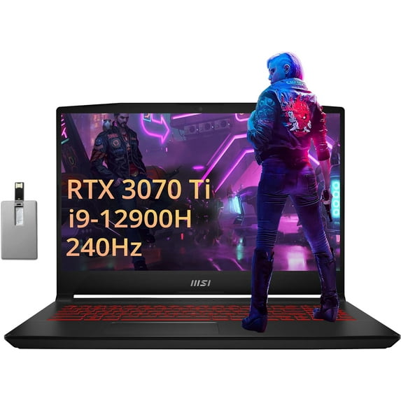 MSI Katana GF66 15.6" FHD Gaming Laptop, Intel Core i9-12900H, NVIDIA GeForce RTX 3070Ti, 32GB DDR5 RAM, 2TB PCle SSD, Backlit Keyboard, Nahimic Audio, WiFi 6, Black, Win 11 Pro, 32GB USB Card