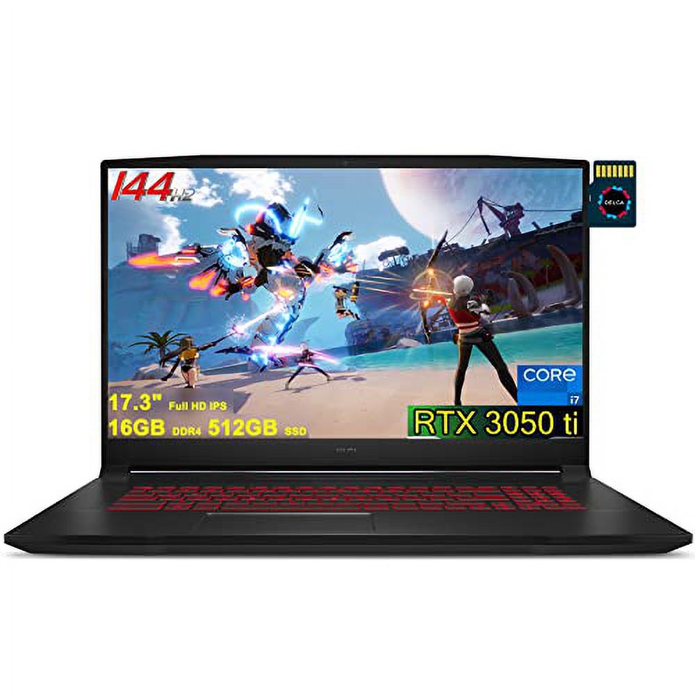 MSI Katana GF76 17 Gaming Laptop I 17.3" Full HD IPS 144Hz Thin Bezel I 11th Gen Intel 8-Core i7-11800H I 16GB DDR4 512GB SSD I GeForce RTX 3050 Ti 4GB I Backlit USB-C Win10 + 32GB MicroSD Card