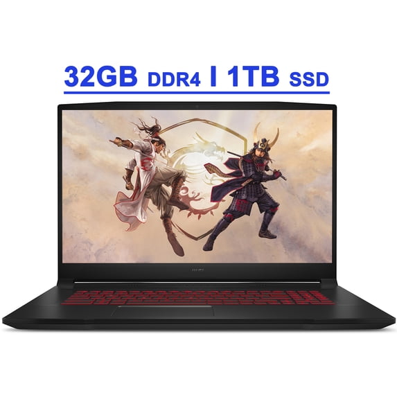MSI Katana GF76 17 Premium Gaming Laptop 17.3 FHD IPS 144Hz Display 11th Gen Intel Octa-Core i7-11800H 32GB DDR4 1TB SSD GeForce RTX 3050 Ti 4GB Backlit USB-C WiFi6 Nahimic Win10 Black