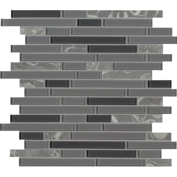 MSI Lorena Grigio Interlocking 12 in. x 12 in. x 4mm Glass Stone Mesh-Mounted Mosaic Tile (19.6 sq. ft. / case)