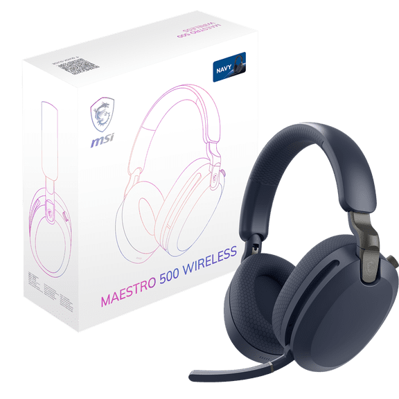 MSI MAESTRO 500 W NAVY Wireless/Wired GAMING Headset with 40mm High-resolution Drivers, Active Noise Cancellation, Smart Mic Control