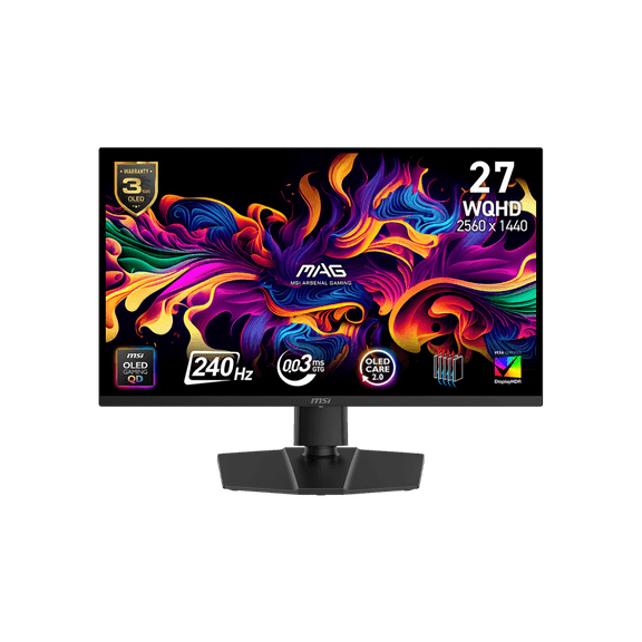 MSI 27" (26.5" Viewable) 240 Hz QD-OLED WQHD Gaming Monitor AMD Adaptive Sync MAG 273QP QD-OLED X24
