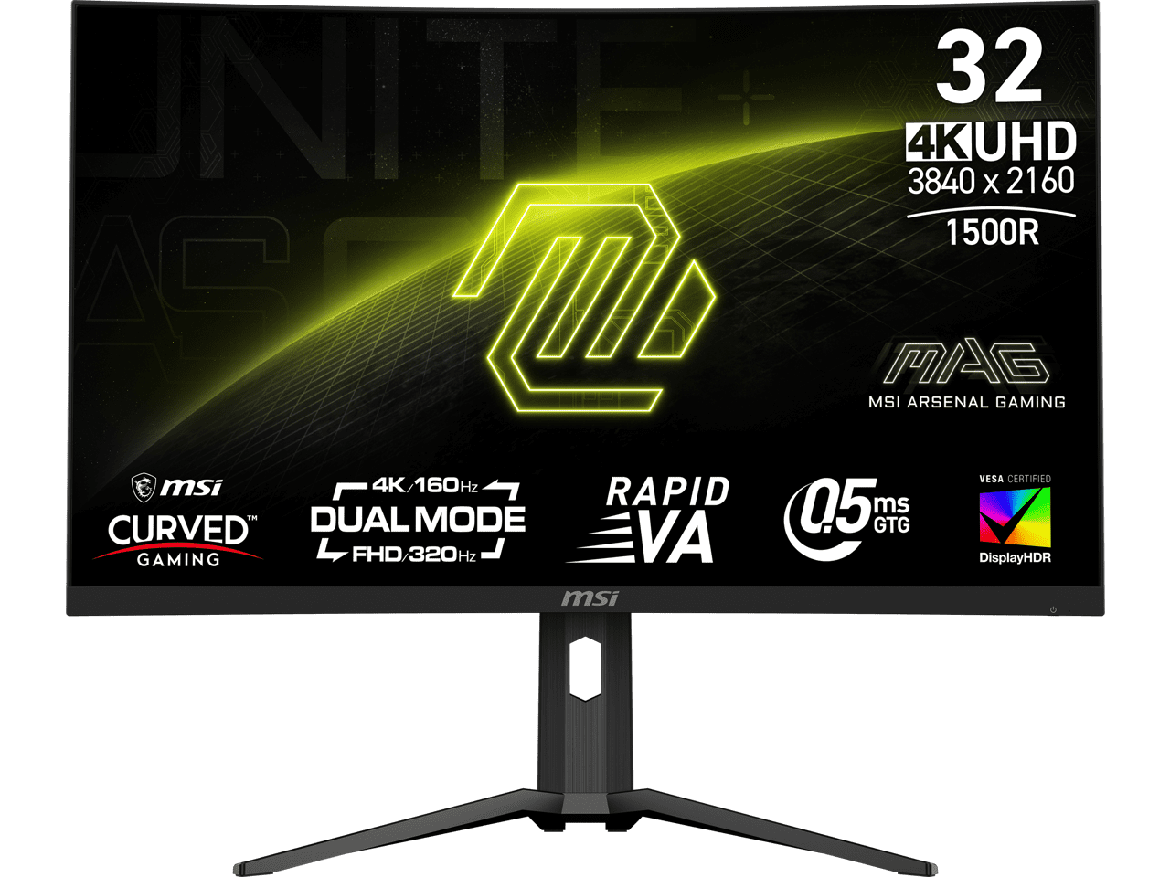 MSI MAG 321CUPDF 31.5 inch VA UHD Display 320Hz AdaptiveSync Curved Gaming Monitor - 1500R Curve - Rapid VA - 320Hz - .5ms - HDR Ready - Eye Care - Adpative Sync - AI Vision - Less Blue Light