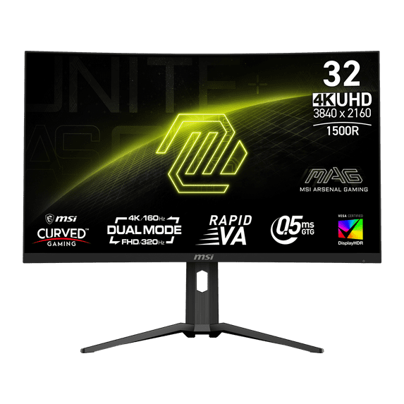 MSI MAG 321CUPDF 31.5 inch VA UHD Display 320Hz AdaptiveSync Curved Gaming Monitor - 1500R Curve - Rapid VA - 320Hz - .5ms - HDR Ready - Eye Care - Adpative Sync - AI Vision - Less Blue Light