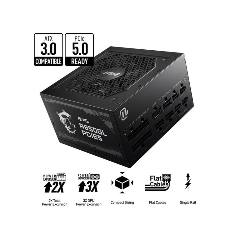 MSI - MAG A850GL PCIE 5.0, 80 GOLD Fully Modular Gaming PSU