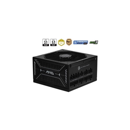 MSI - MAG A850GLS PCIE5 850W ATX 3.1 & PCIe 5.1 Ready Full Modular 80 Plus Gold Gaming Power Supply - Black