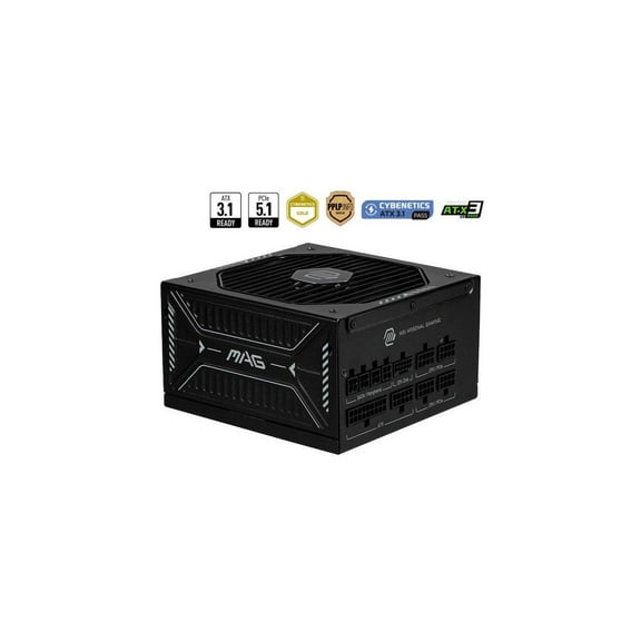 MSI MAG A850GLS PCIE5, Fully Modular Compact Gaming 850W Power Supply, 80+ Gold, ATX 3.1 & PCIe 5.1 Ready, Native Dual-color 12V-2x6 cable, Low-Noise, Embossed Jacket Cables, 10 Year Warranty