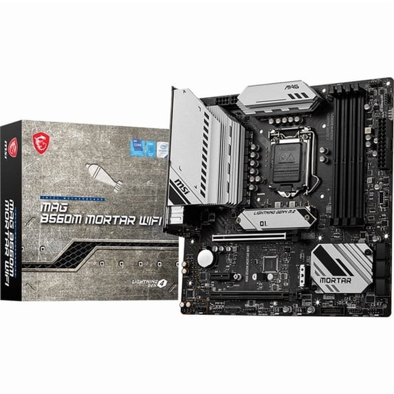 MSI MAG B560M MORTAR WIFI Desktop Motherboard, Intel Chipset, Socket LGA-1200, Intel Optane Memory Ready, Micro ATX