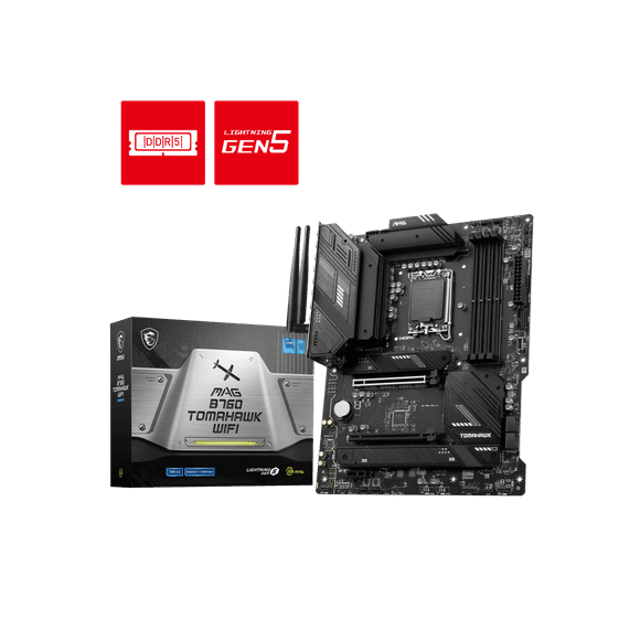 MSI MAG B760 TOMAHAWK WIFI LGA 1700 (Intel12th&13th Gen) SATA 6Gb/s ATX Motherboard (PCIe 5.0, DDR5,3xM.2 Slots,,WiFi 6,Intel 2.5Gb LAN)