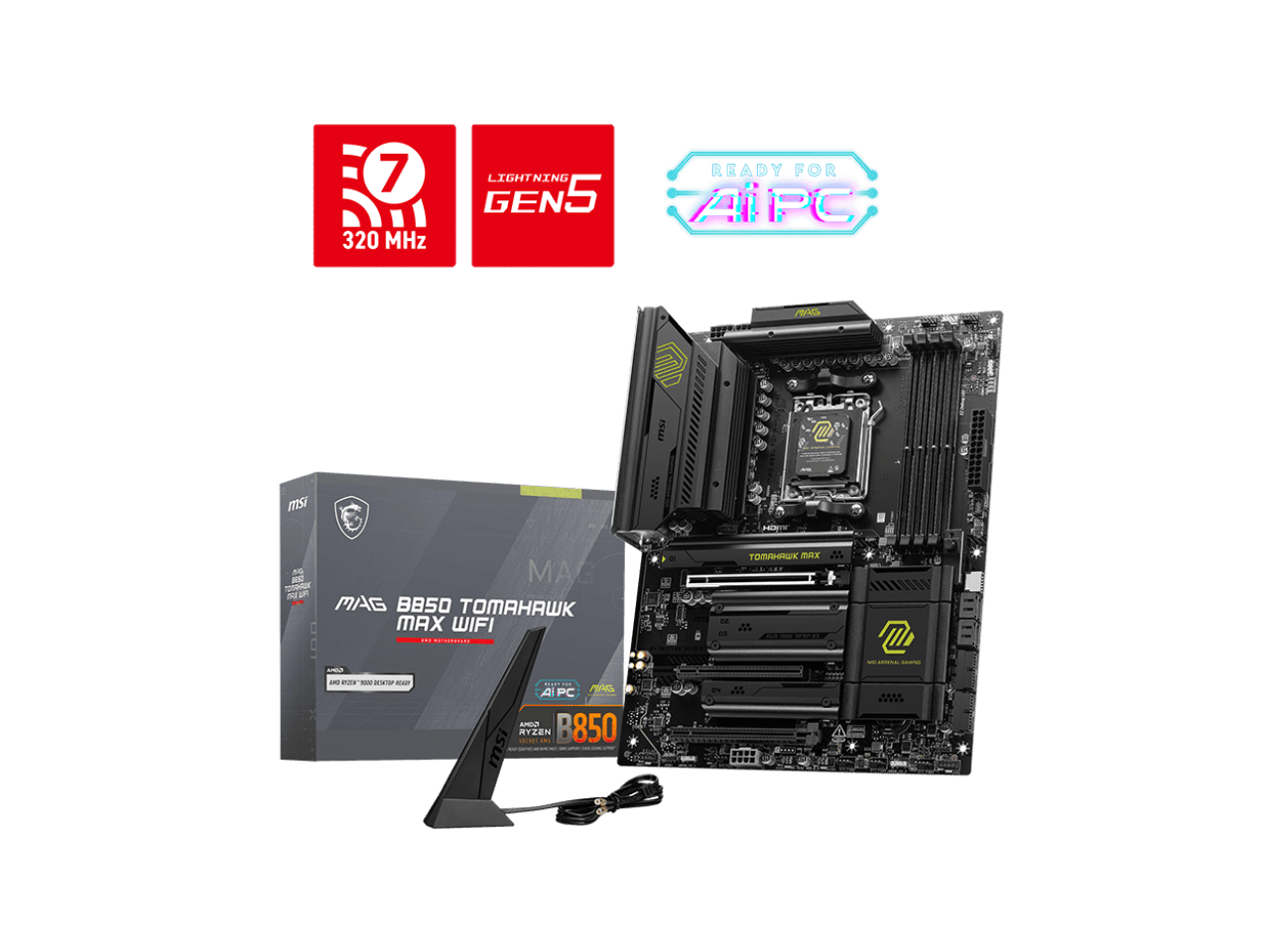 MSI MAG B850 TOMAHAWK MAX WIFI Gaming Motherboard, AMD B850