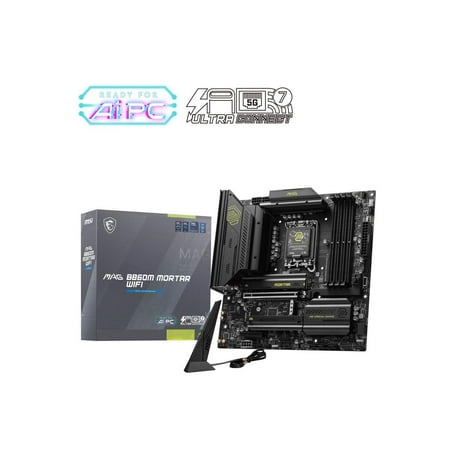 MSI MAG B860M MORTAR WIFI Gaming Desktop Motherboard - Intel B860 Chipset - Socket LGA-1851 - Micro ATX (magb860mmortarwifi)