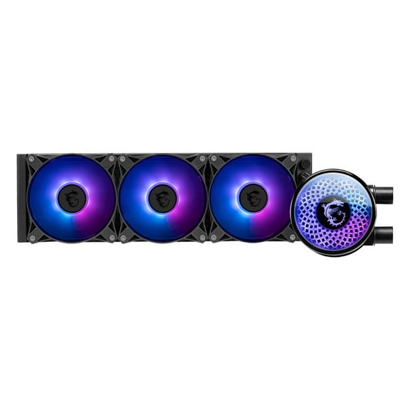 MSI MAG CORELIQUID A12 360 All-in-one CPU Liquid Cooler, 397 x 120 x 27mm Radiator, Triple 120mm ARGB Fans, Rotatable blockhead