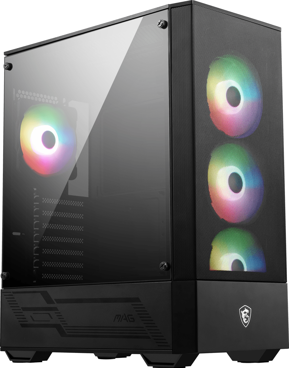 MSI MAG FORGE 112R WMT ARGB Mid-Tower ATX PC Case - 4X Pre-installed Fans, High Airflow, Magnetic Dust Filter, Tool-less Side Panel, Black
