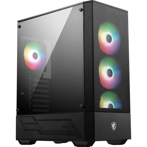 MSI MAG FORGE 112R WMT ARGB Mid-Tower ATX PC Case - 4X Pre-installed Fans, High Airflow, Magnetic Dust Filter, Tool-less Side Panel, Black