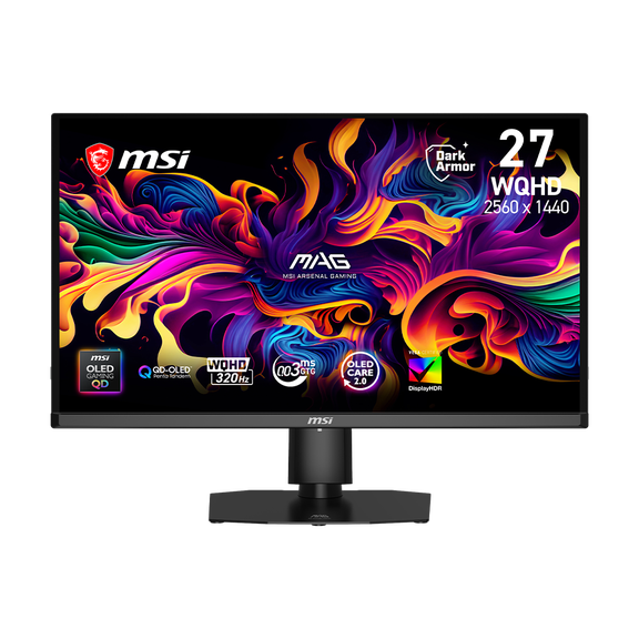 MSI MAG OLED 271QPX32 26.5" WQHD (2560 x 1440) Flat OLED Gaming Monitor, 320Hz, 0.03ms, 1300 nits (HDR), 4th-Gen QD-OLED, AI Navigator, VESA DisplayHDR True Black 500