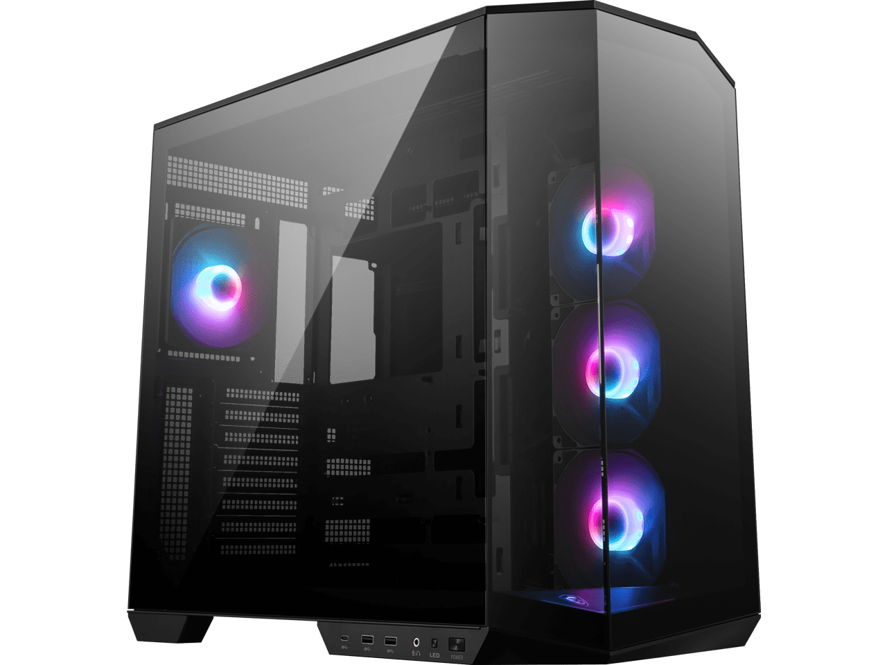 MSI MAG PANO 100R PZ Project Zero Mid Tower ATX Gaming Case, Tempered Glass, Support Back-Connect, 270-degree Panoramic Display, GPU Support Stand, 4 ARGB Fans