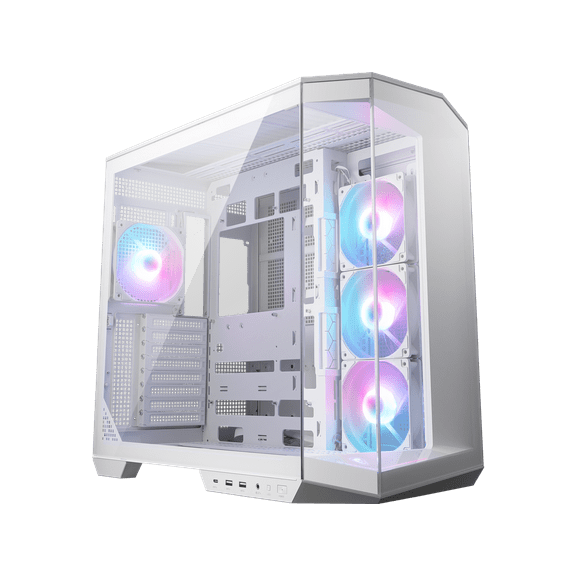 MSI MAG PANO 100R PZ White Project Zero Mid Tower ATX Gaming Case, Tempered Glass, Support Back-Connect, 270-degree Panoramic Display, GPU Support Stand, 4 ARGB Fans