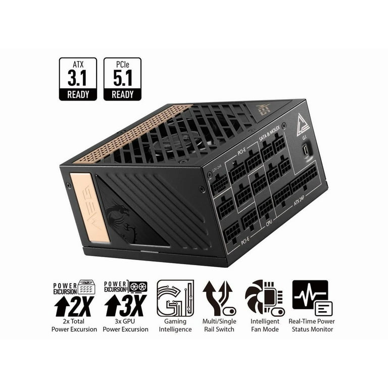 MSI MEG Ai1300P 1300W PLATINUM PC電源ユニット MEG Ai1300P PCIE5 | Power Supply | Overflow With Power