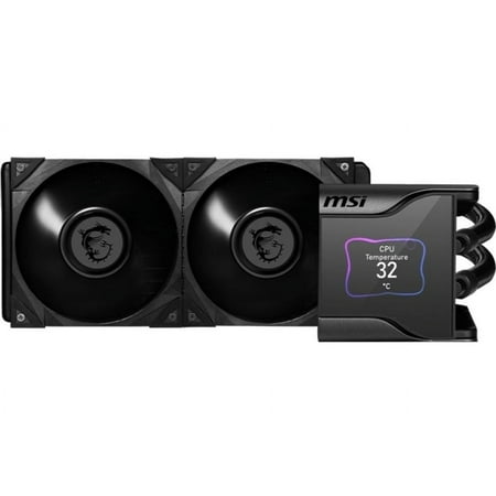 MSI MEG CoreLiquid S280 - AIO CPU Liquid Cooler - 2.4" IPS Display - 280mm Radiator - Double 140mm Silent Gale P14 Fans