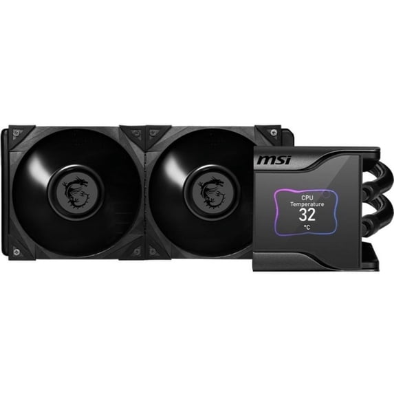 MSI MEG CoreLiquid S280 - AIO CPU Liquid Cooler - 2.4" IPS Display - 280mm Radiator - Double 140mm Silent Gale P14 Fans
