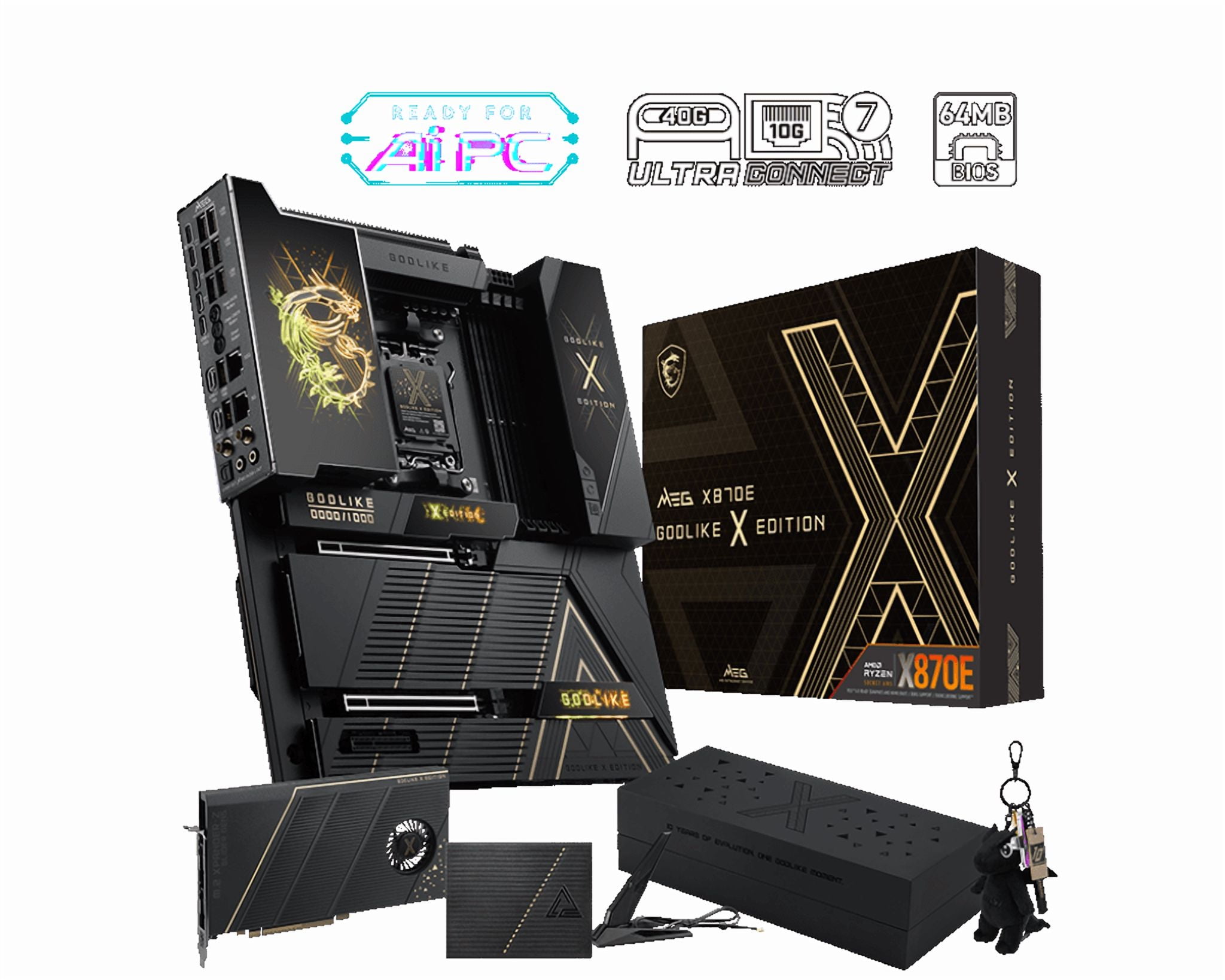 MSI MEG X870E GODLIKE X EDITION AM5 AMD X870E PCIe 5.0/4.0 USB 40/20/10/5Gbps Type C/A Wi-Fi 7 E-ATX Motherboard