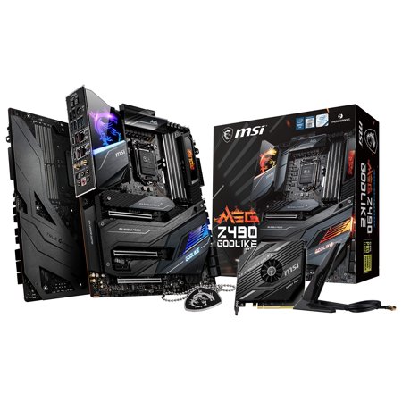 MSI MEG Z490 GODLIKE Gaming Motherboard (E-ATX, 10th Gen Intel Core, LGA 1200 Socket, DDR4, SLI/CF, Triple M.2 Slots, Thunderbolt 3 Type-C, Wi-Fi 6, Mystic Light RGB)