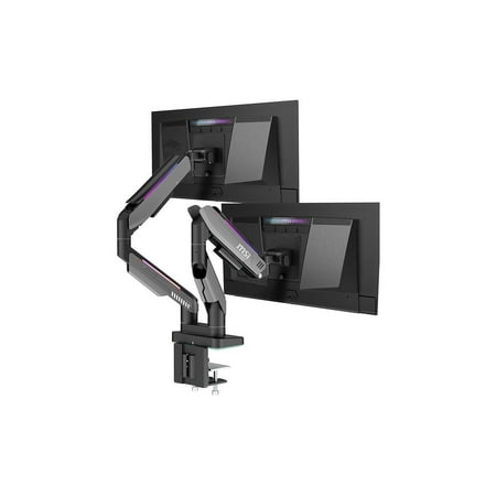 MSI MPG MT201DR - Premium RGB Dual Monitor Stand Arms, 17-35" Support, VESA Compatible, Adjustable Heavy Duty Gas Spring Mount, 44 lbs per Screen Capacity, Clamp & Grommet, Quick Release Plate - Gray