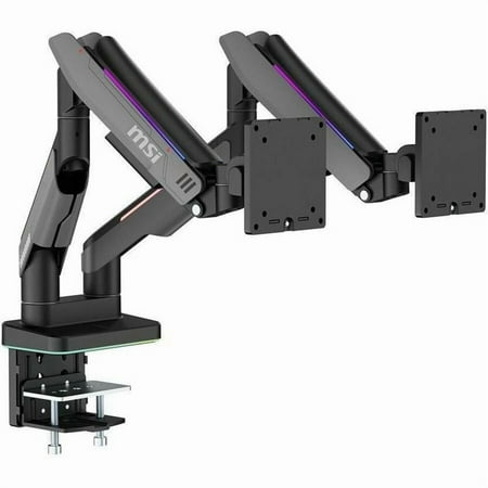 MSI MPG MT201DR V2 Premium RGB Dual Monitor Arms, Black&Grey, Supports 17”-35" and 44 lbs. each screen