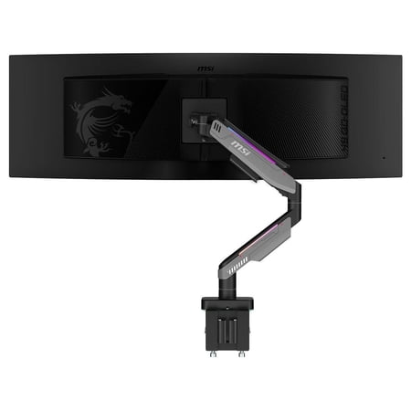 MSI MPG MT201R - Premium RGB Single Monitor Stand Arm, Supports 17-49" Screens and 44 lbs, VESA Compatible, Adjustable Heavy Duty Gas Spring Mount, Clamp & Grommet, Quick Release Plate - Gray