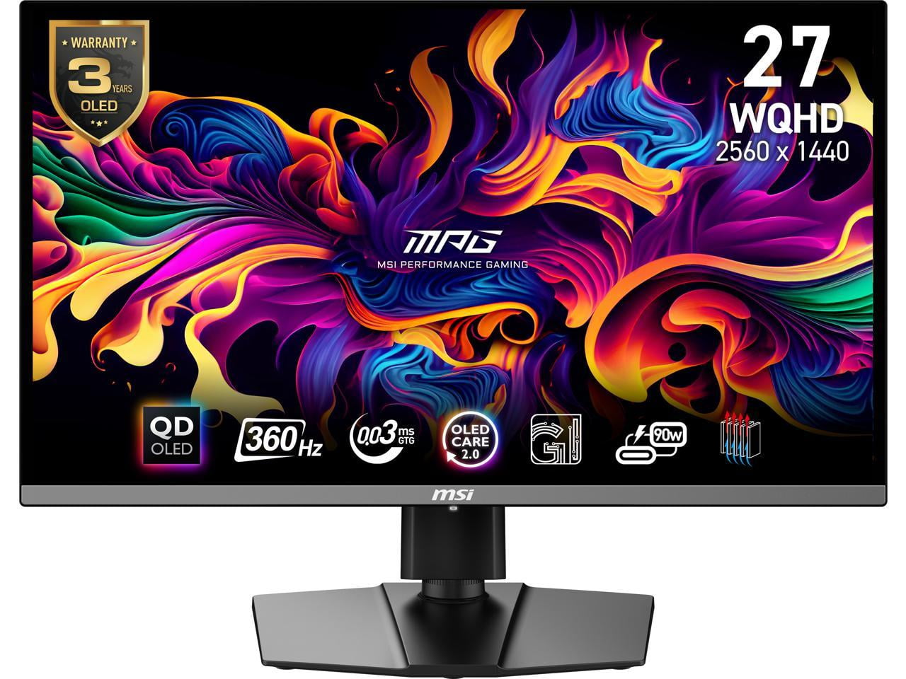 MSI MPG271QRX QD-OLED 27" Class WQHD Gaming OLED Monitor - 16:9 - Black - 26.5" Viewable - OLED - Quantum Dot OLED Backlight - 2560 x 1440 - 1.07 Billion Colors - Adaptive Sync - 250 Nit - 30 &micr...