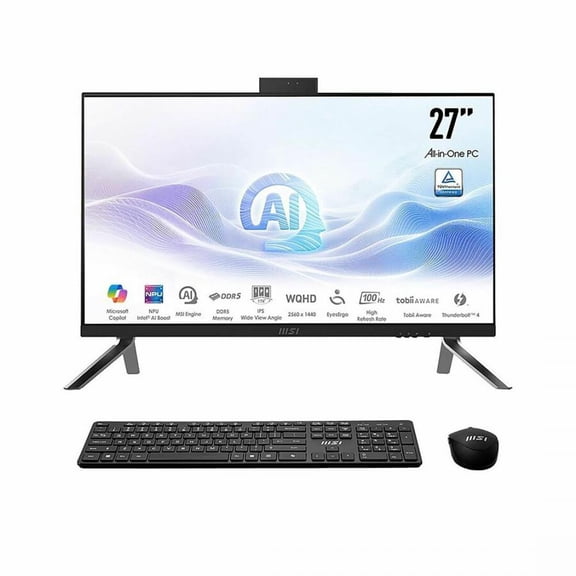 MSI Modern AM273Q AI MODERN AM273Q AI 1UM-040US All-in-One Computer - Intel Core Ultra 5 125H - 16 GB - 1 TB PCI Express NVMe SSD - 27" WQHD - Desktop - Black - Intel Chip - 2560 x 1440 - Windows 1...