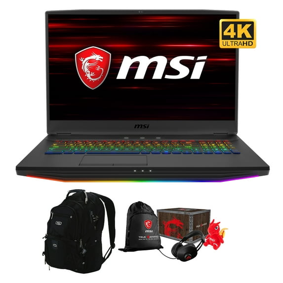 MSI NB GT76 Titan DT 10SGS-055 Gaming and Entertainment Laptop (Intel i9-10900K 10-Core, 64GB RAM, 2x8TB PCIe SSD RAID 1 (8TB), 17.3" 4K UHD (3840x2160), Win 10 Pro) with ME2 Backpack , Loot Box