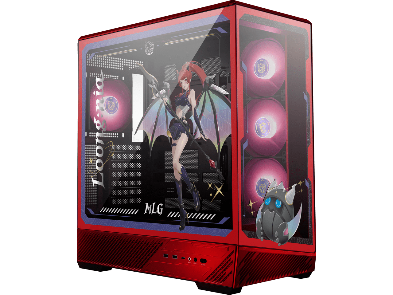 MSI PANO 130R MLG EDITION - ATX Mid-Tower Gaming PC Case - 270-degree Tempered Glass Panel - Liquid Cooling Support up to 360mm Radiator - Pre-Installed 4x ARGB Fans