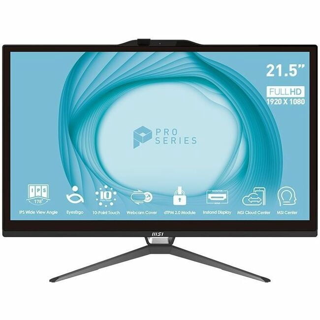 MSI Pro PRO AP222T 13M-068US All-in-One Desktop PC- Intel Pentium Gold G7400 - 4 GB - 128 GB SSD - 22" Full HD Touchscreen display - Pro All in One PC - 21.5" IPS Touch Screen - 10-point Touch - In...