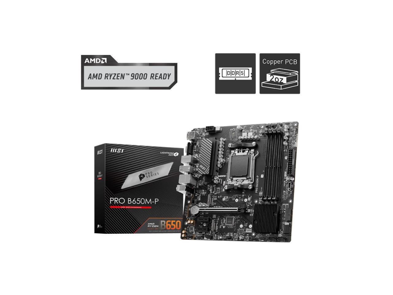 MSI PRO B650M-P Gaming Desktop Motherboard - AMD Chipset - Socket AM5 - Micro ATX (prob650m-p)
